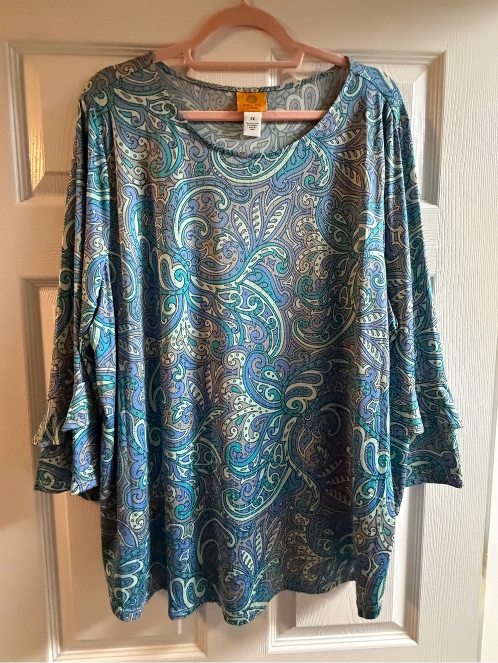 Ruby Rd. Paisley Scoop-Neck Tunic in Blue and Teal